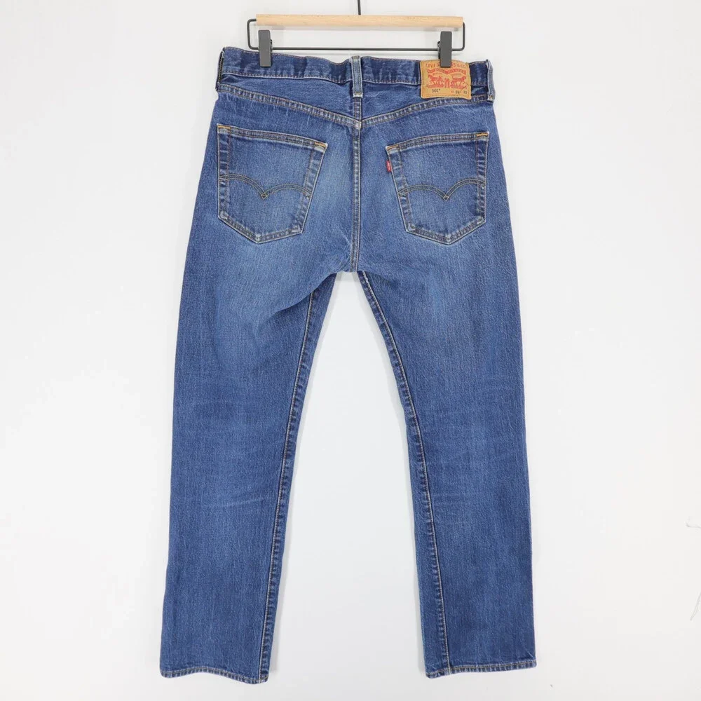 Levis 501 Jeans Mens 33x32 Blue Original Fit Straight Leg Button Fly Stretch